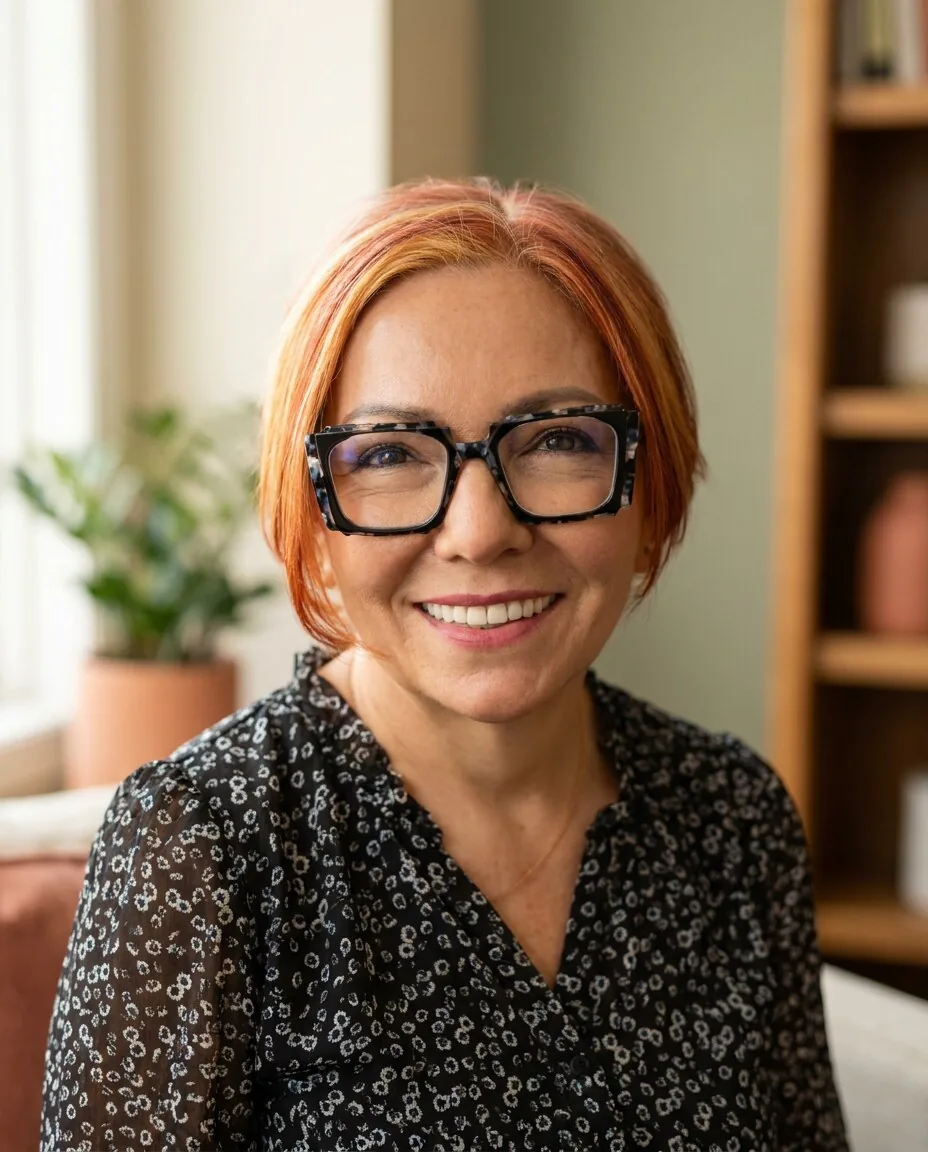 Portret Iwony Kaczmarzyk-Kozlowski, psychologa zarejestrowanego w Ontario, w gabinecie